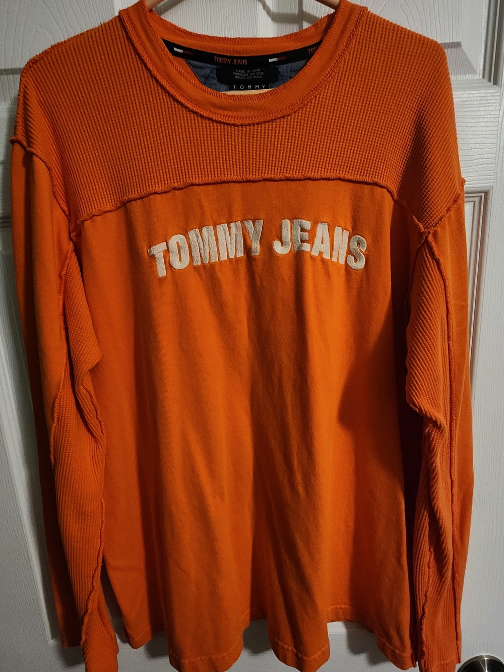 Tommy Hilfiger Men's Orange Long-Sleeve Logo Shirt